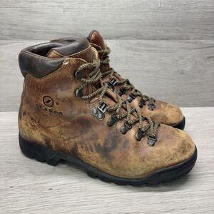 VTG Scarpa BX 60847 Brown Leather Hiking Mountaineering Boot Size 38.5 US 7-7.5